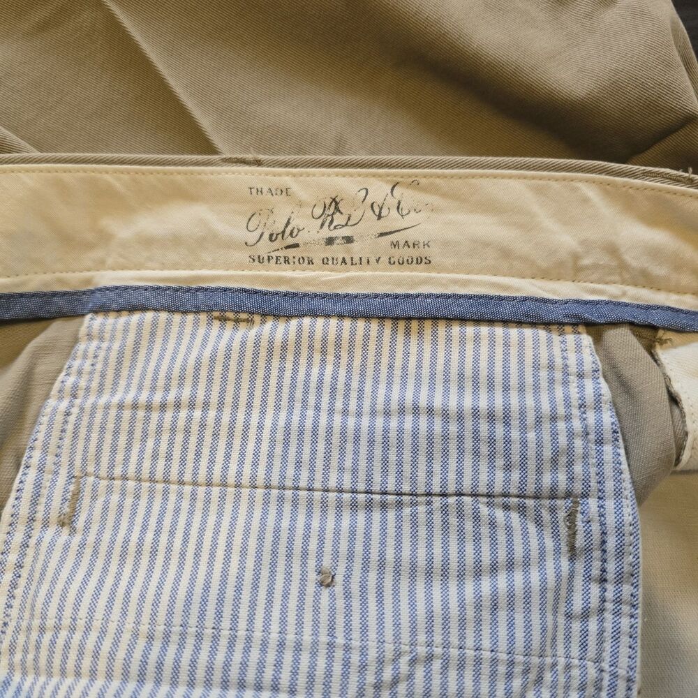 NWT Polo Ralph Lauren Pants Mens 38x29 Beige Pleated Classic Fit 100% Cotton - Picture 7 of 8